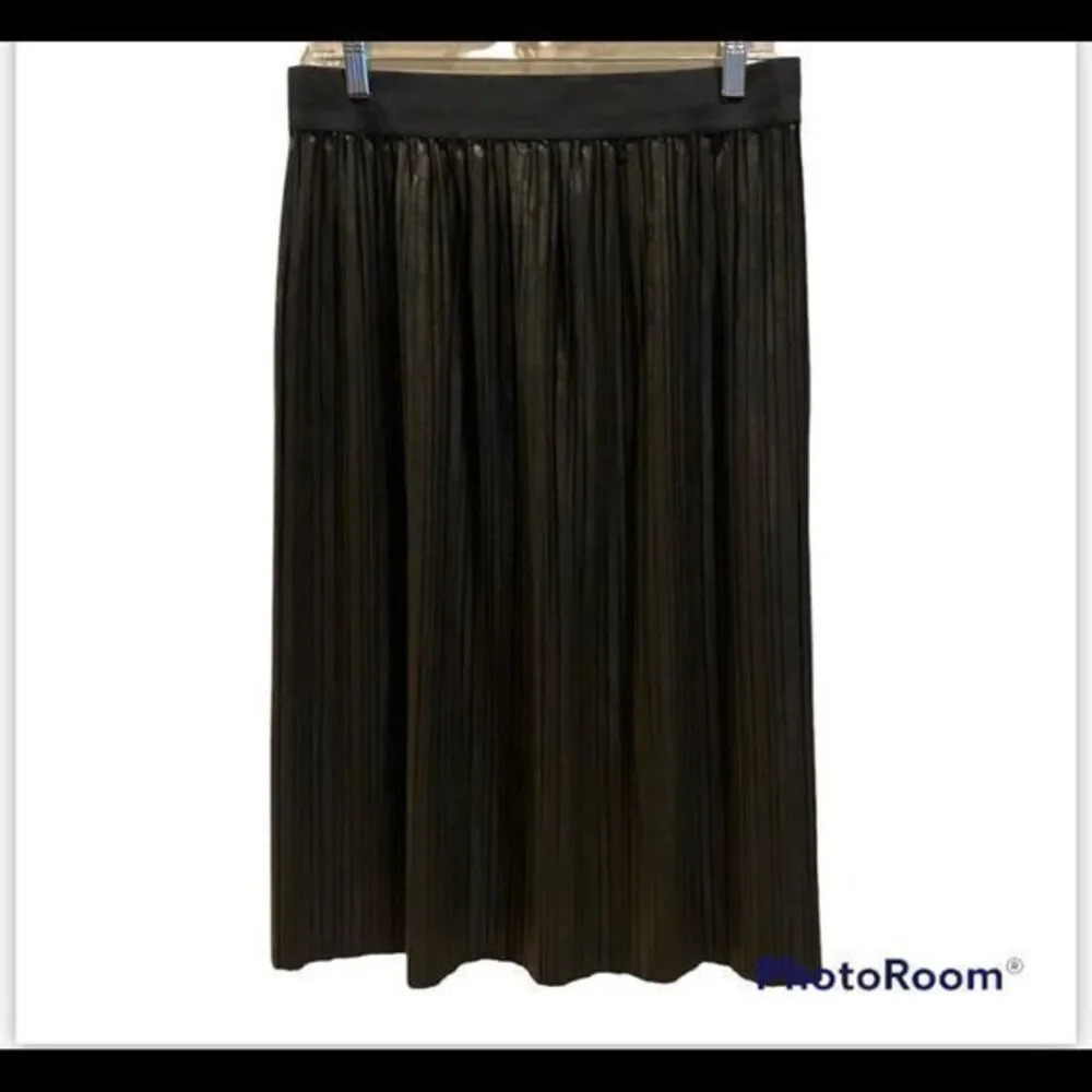 Saints 21 Womens Blk Pleated Faux Leather Elastic Waist Pullon Skirt